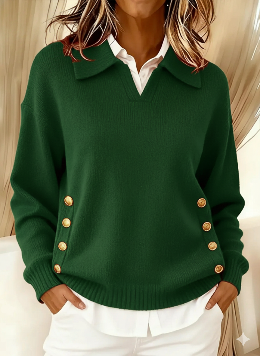 Doriane | Side Button Collar Sweater