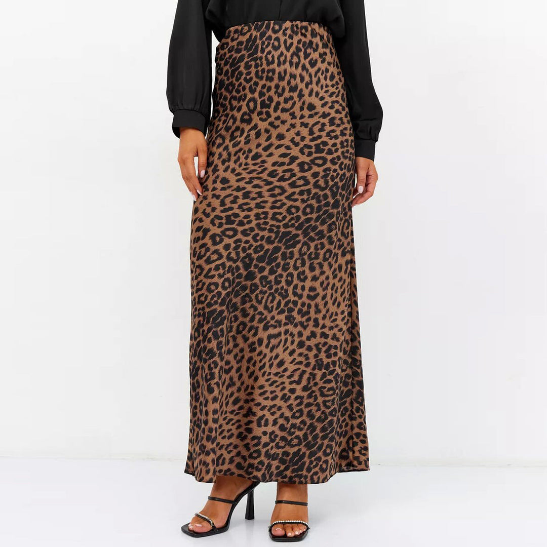 Alexandrine | Leopard Print Satin Skirt