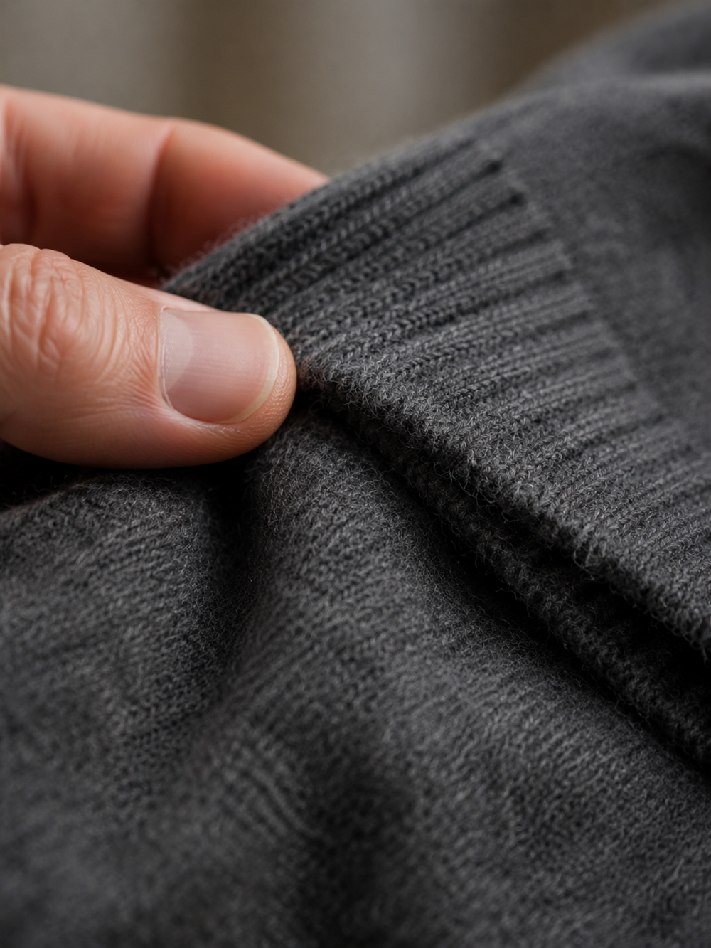 Cashmere Shawl Collar Button Cardigan - Dark Gray - knit detail