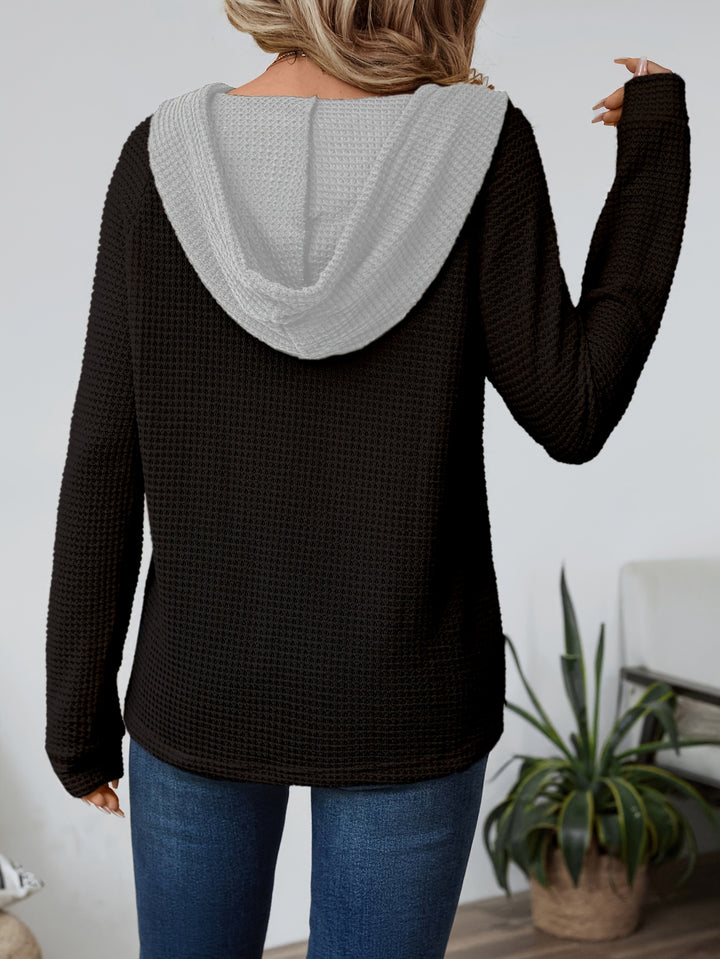 Octavia | Hooded Button-Neck Sweatshirt