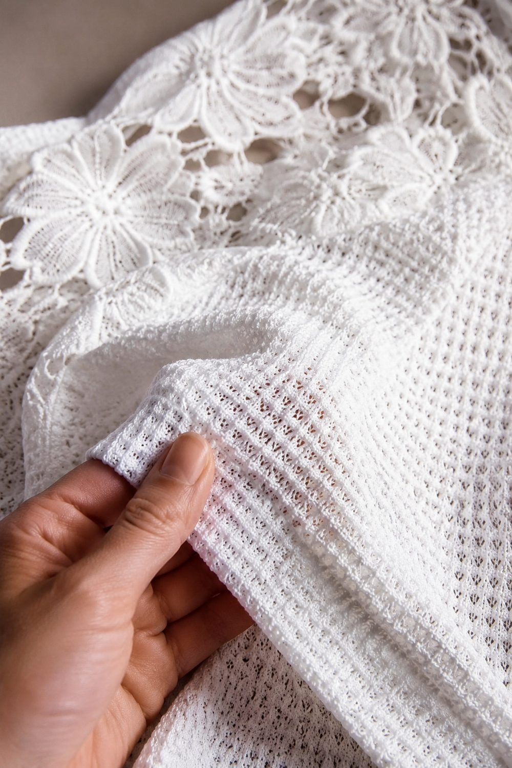 Barbara | Lace Trim Raglan Hoodie fabric texture close-up