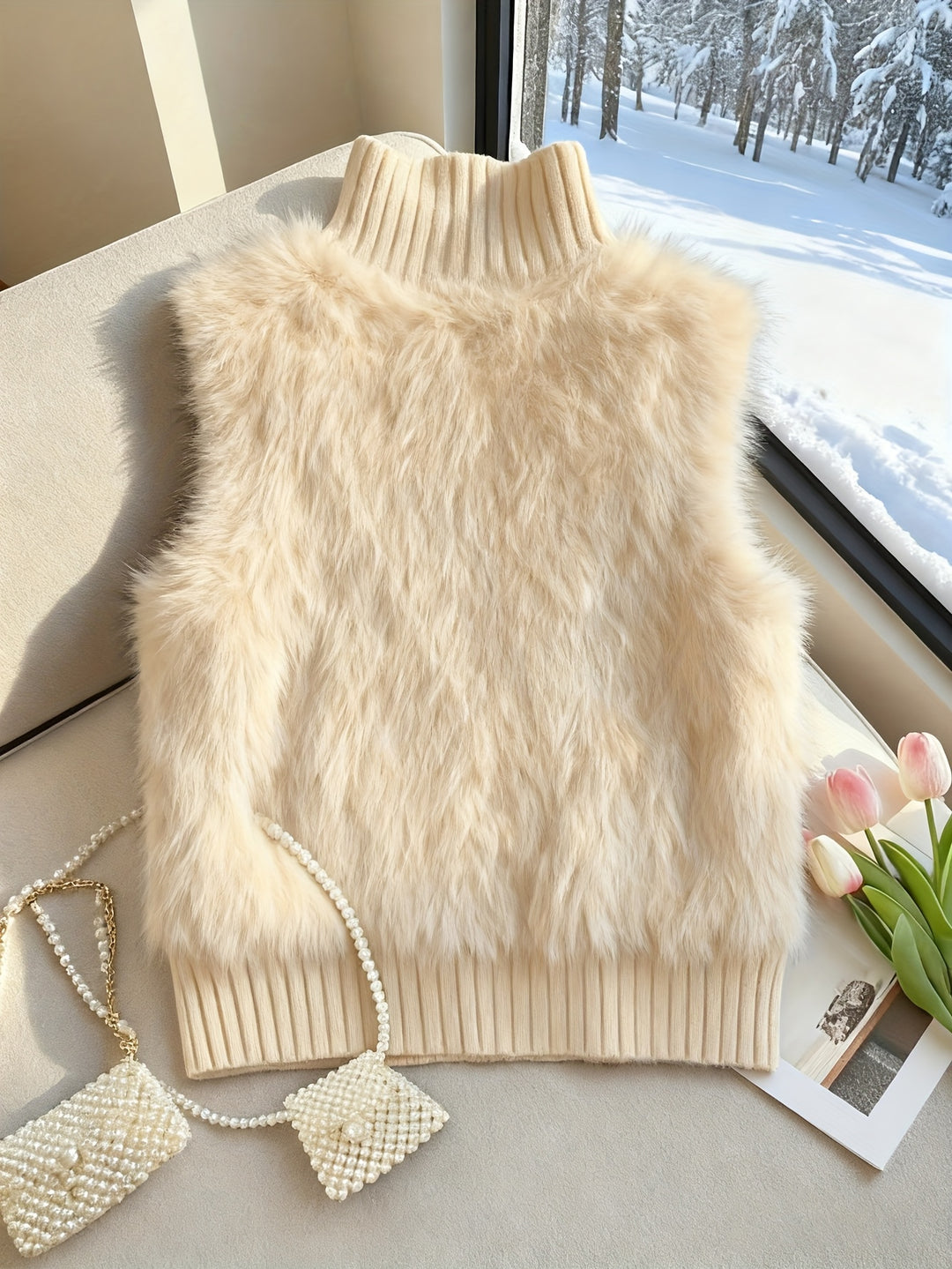 Ermeline | Faux Fur Stand Collar Vest