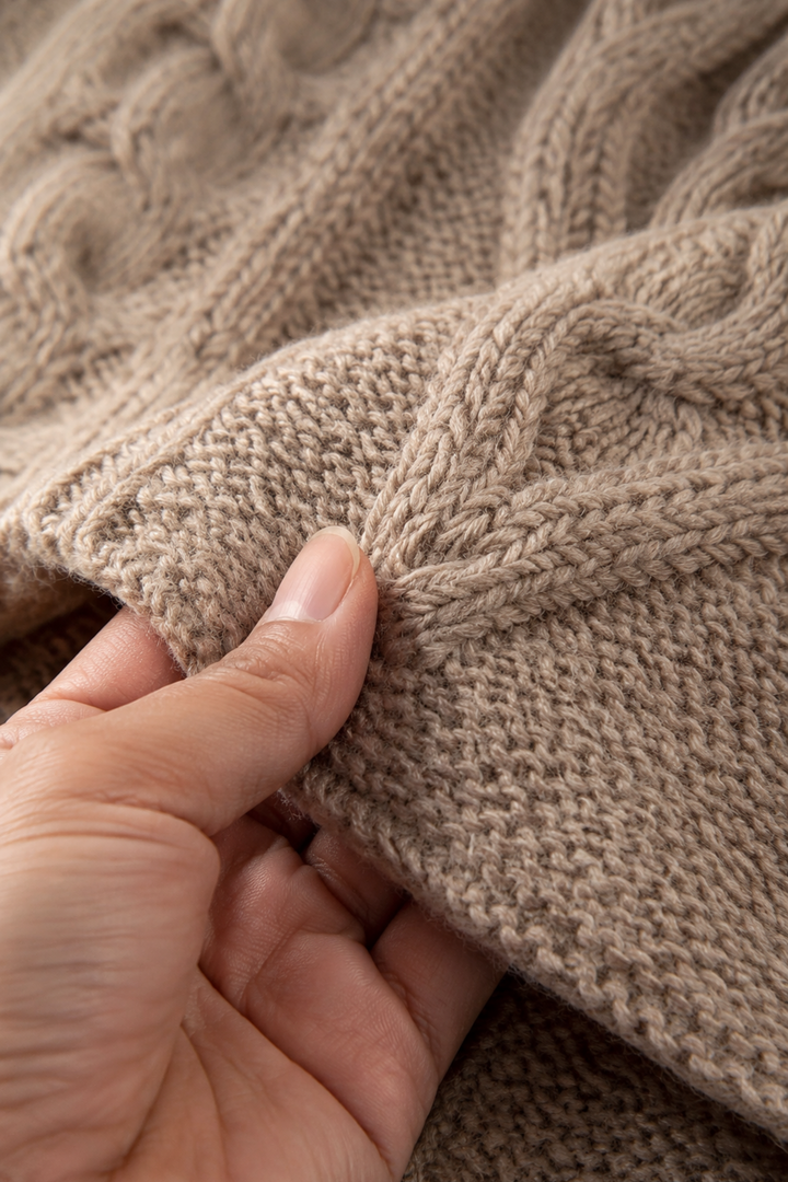 Janet | Chunky Lantern Sleeve Crewneck Sweater fabric texture close-up