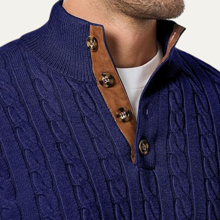 Roméo | Cable Knit Button Collar Sweater