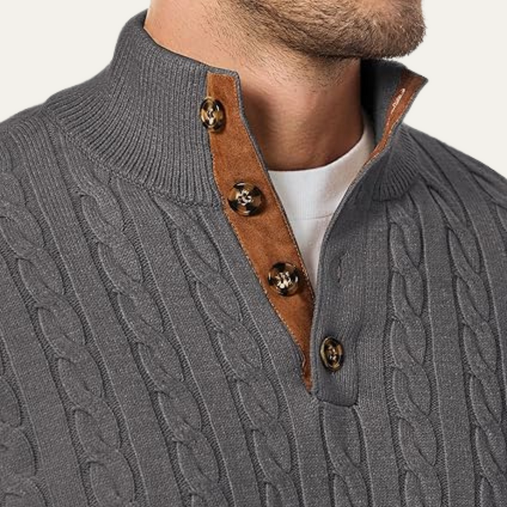Roméo | Cable Knit Button Collar Sweater