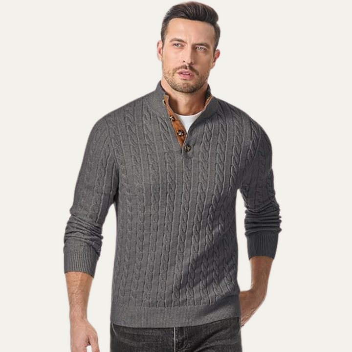 Roméo | Cable Knit Button Collar Sweater