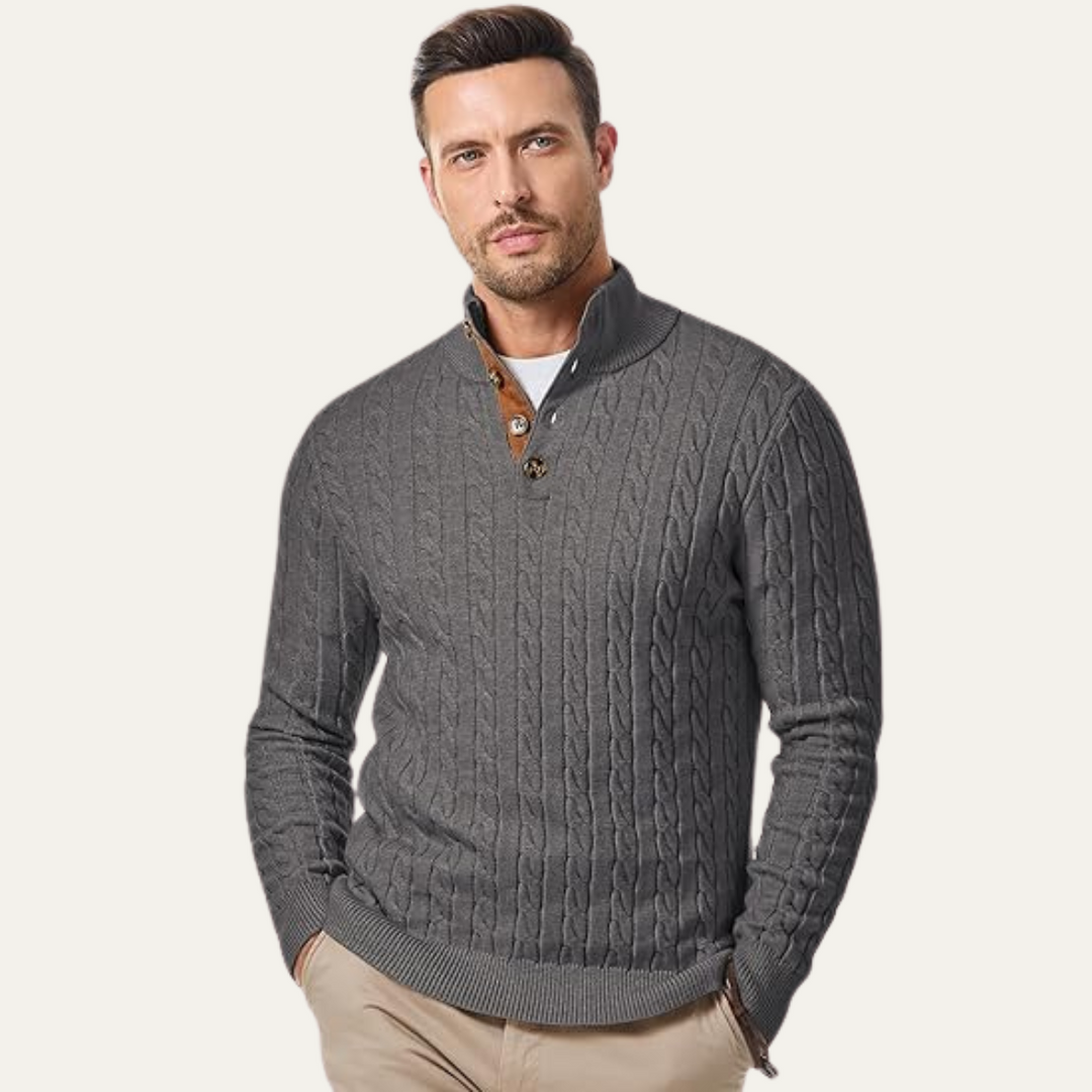 Roméo | Cable Knit Button Collar Sweater
