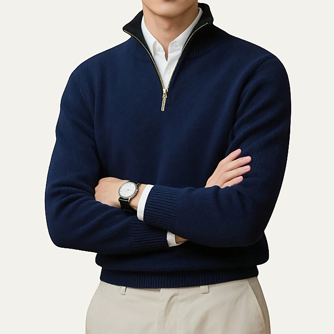 Valère | Cashmere Blend Half Zip Mock Neck