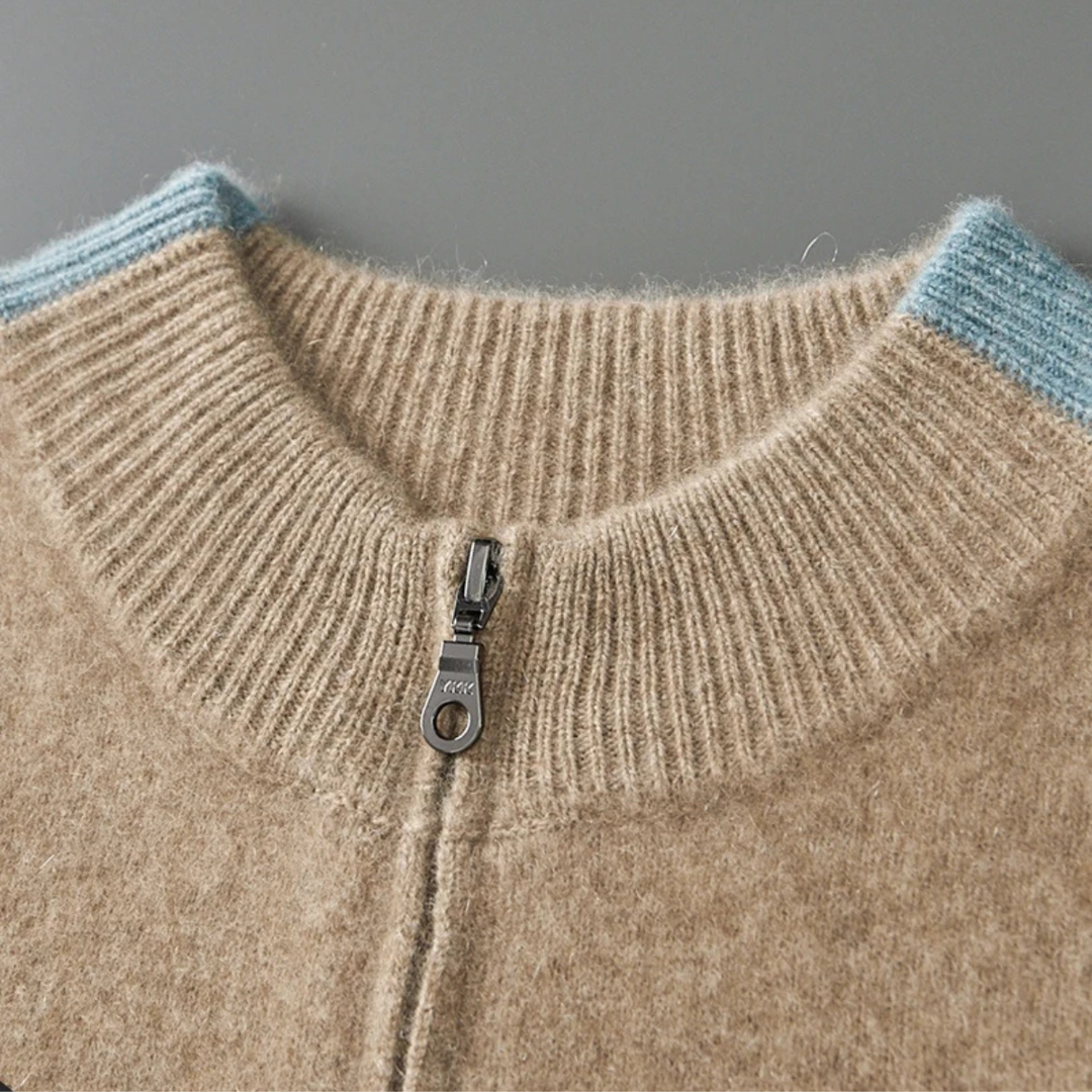 Hugues | 100% Wool Jacquard Zip Knit