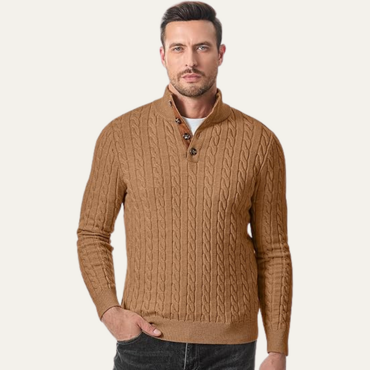 Roméo | Cable Knit Button Collar Sweater