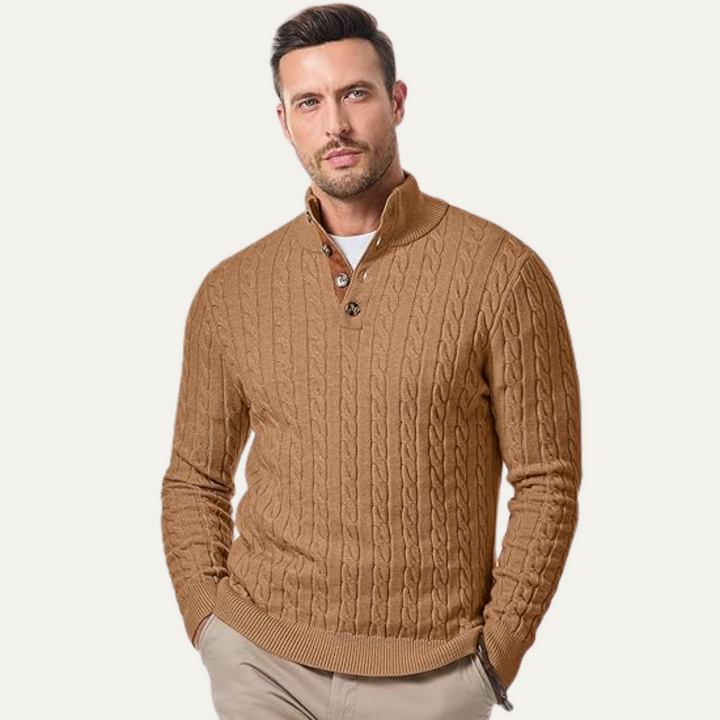 Roméo | Cable Knit Button Collar Sweater