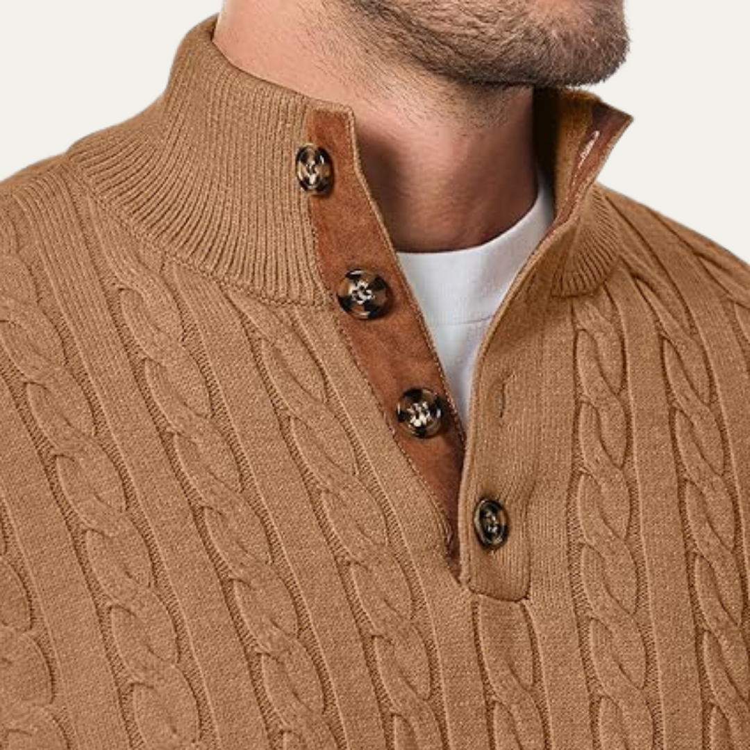 Roméo | Cable Knit Button Collar Sweater