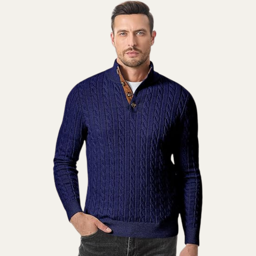 Roméo | Cable Knit Button Collar Sweater