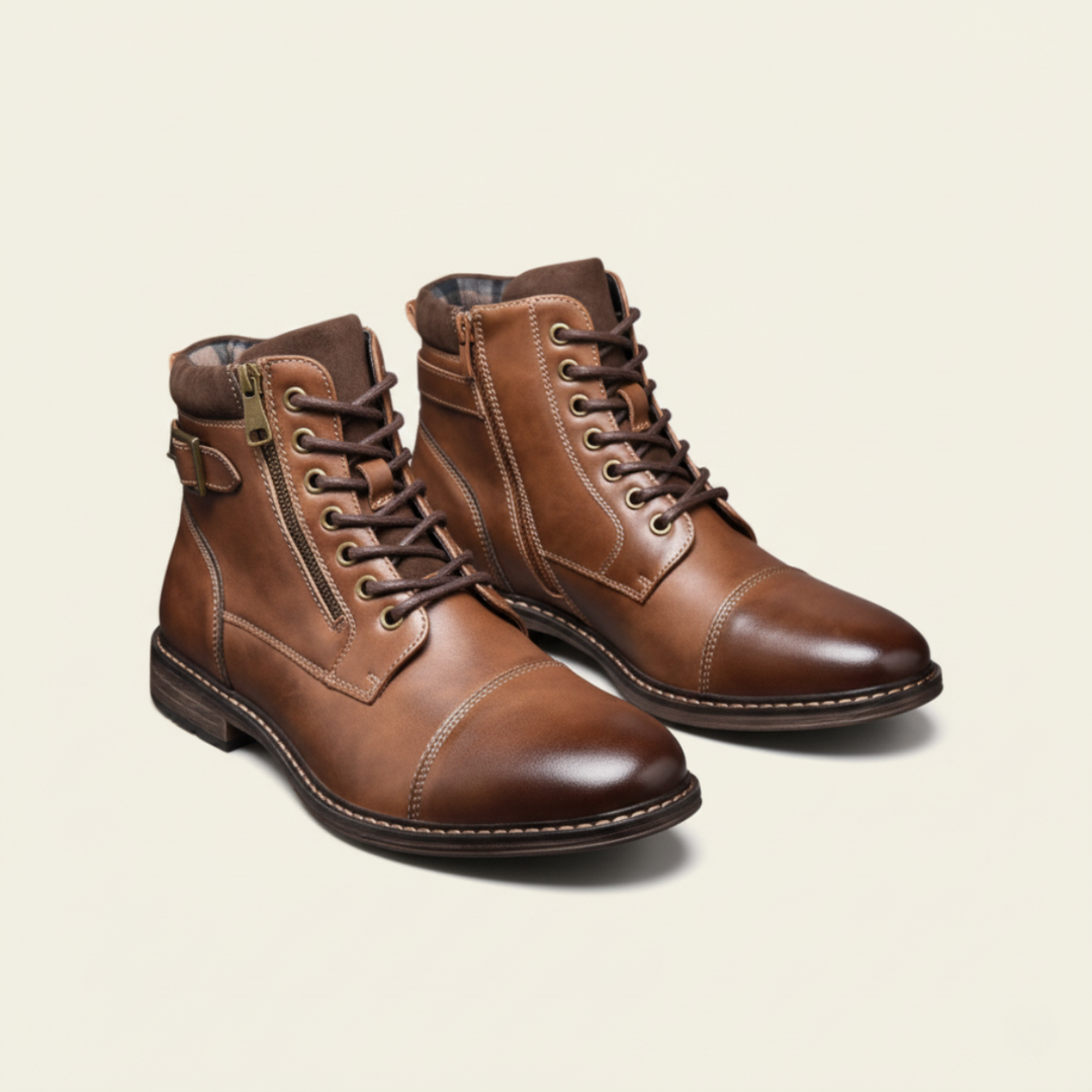 Achille | Cap Toe Leather Ankle Boot