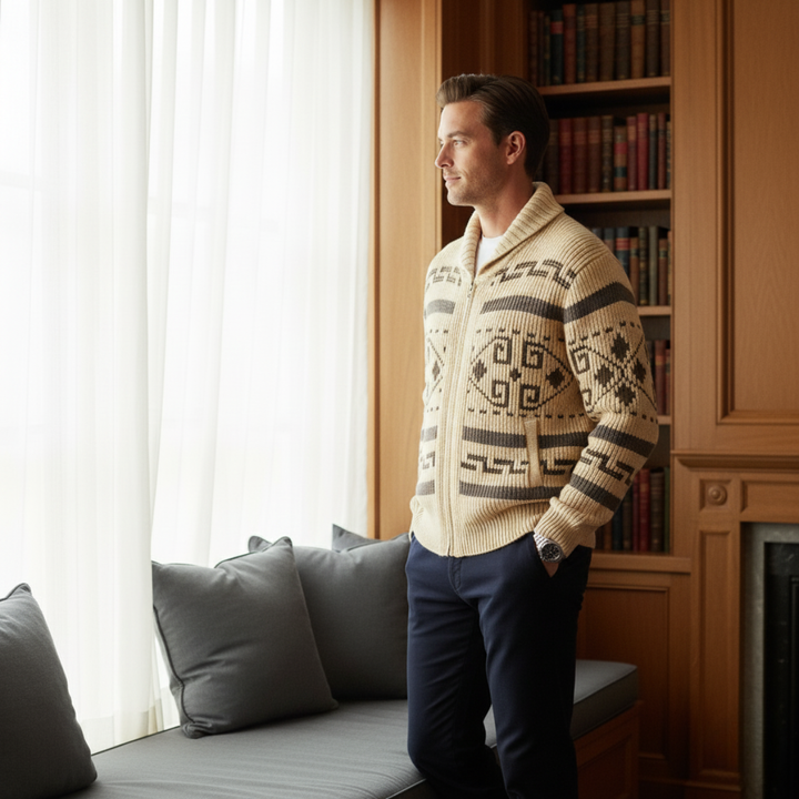 Urgel | Geometric Wool Blend Cardigan