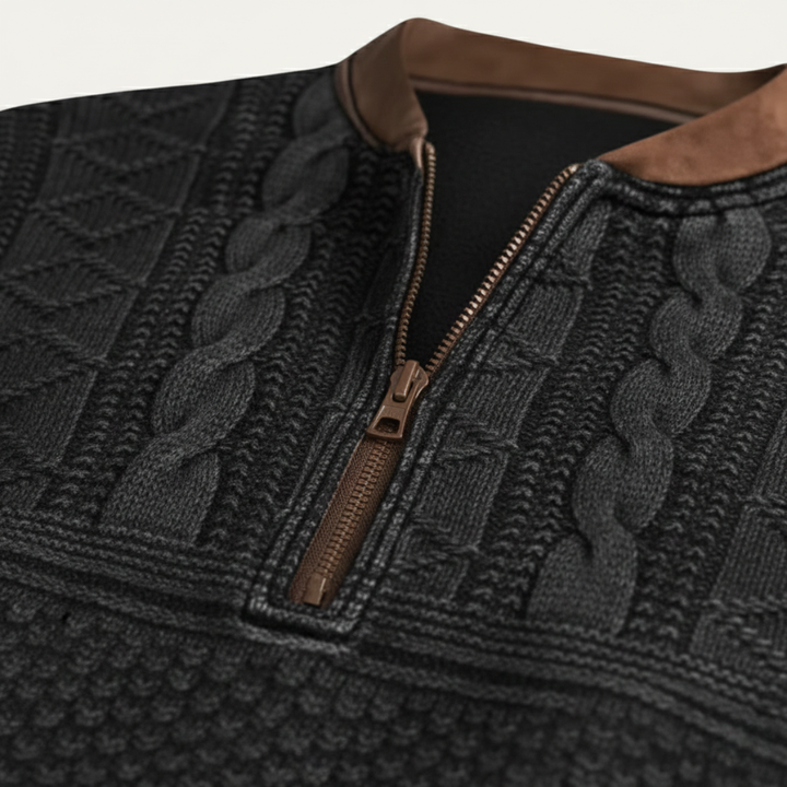 Martial | Elbow Patch Patterned Half Zip