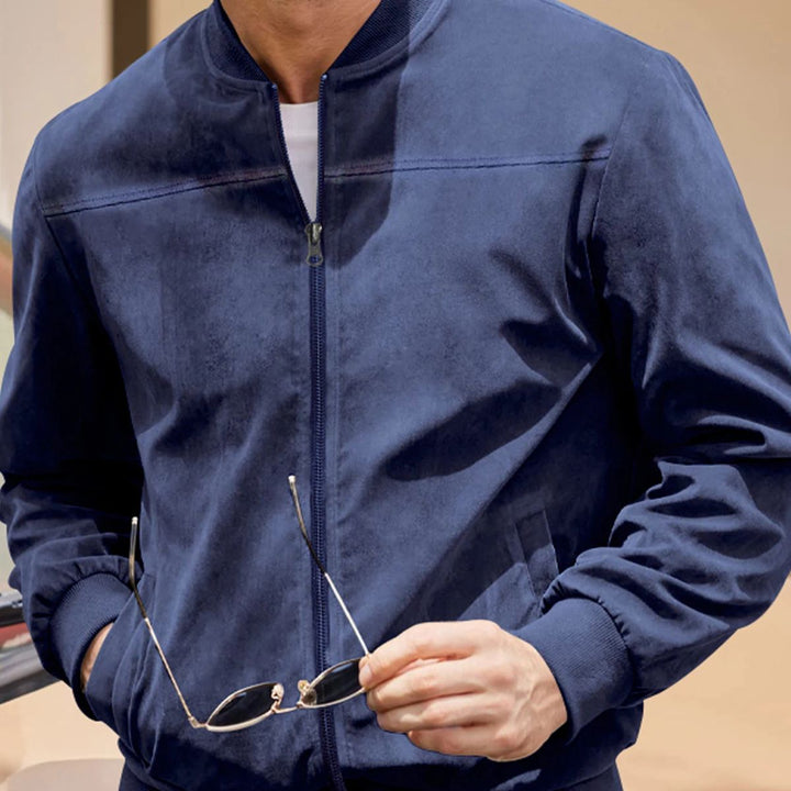 Theophile | Ribbed Cuff Faux Suede Jacket