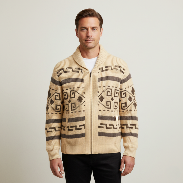 Urgel | Geometric Wool Blend Cardigan