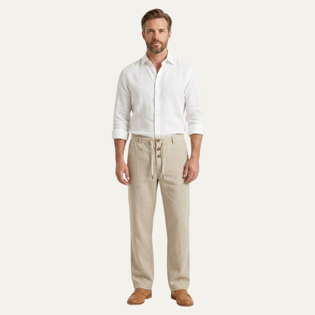 Alban | Straight Leg Cotton Trousers