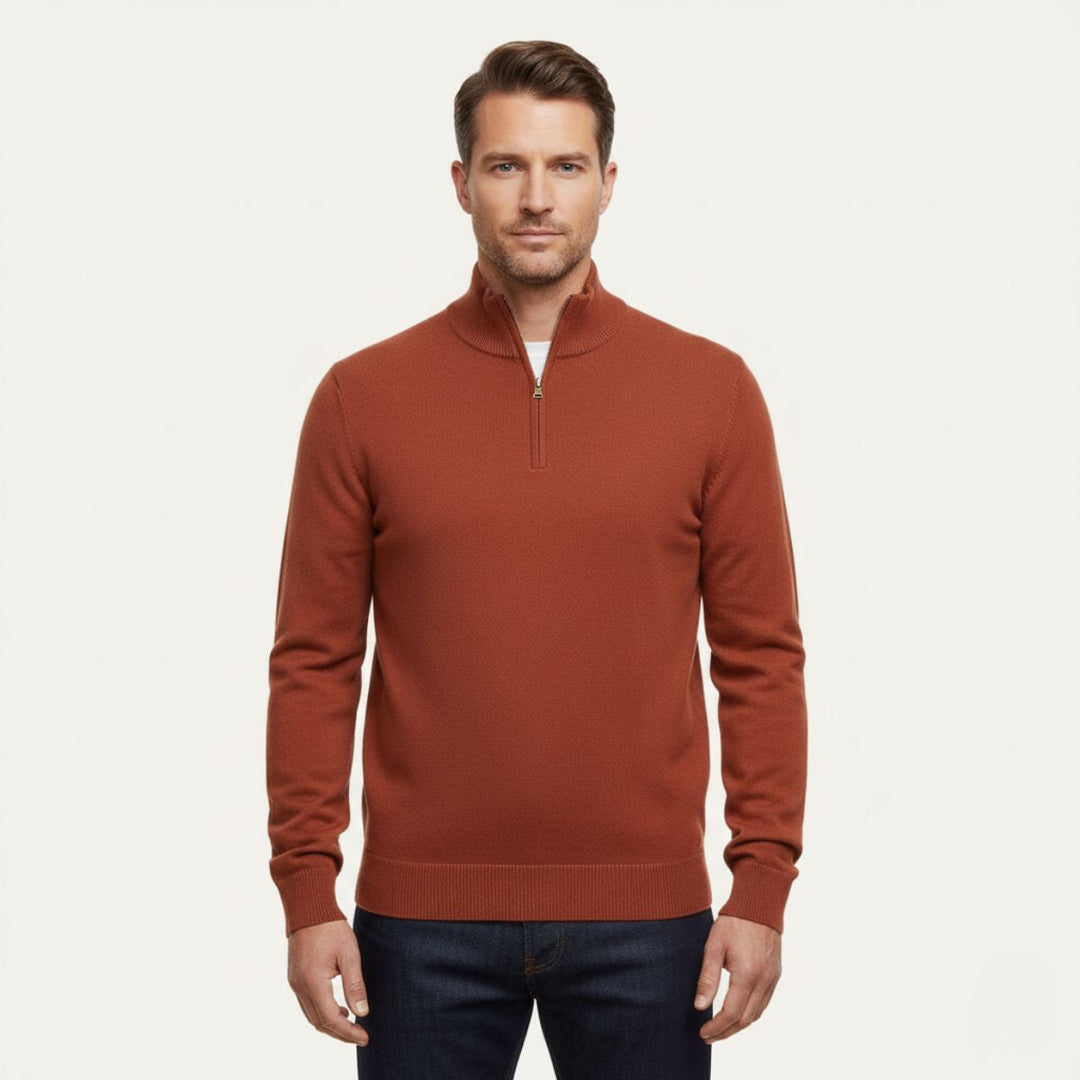 Corentin | Fine Cotton Quarter Zip Knit