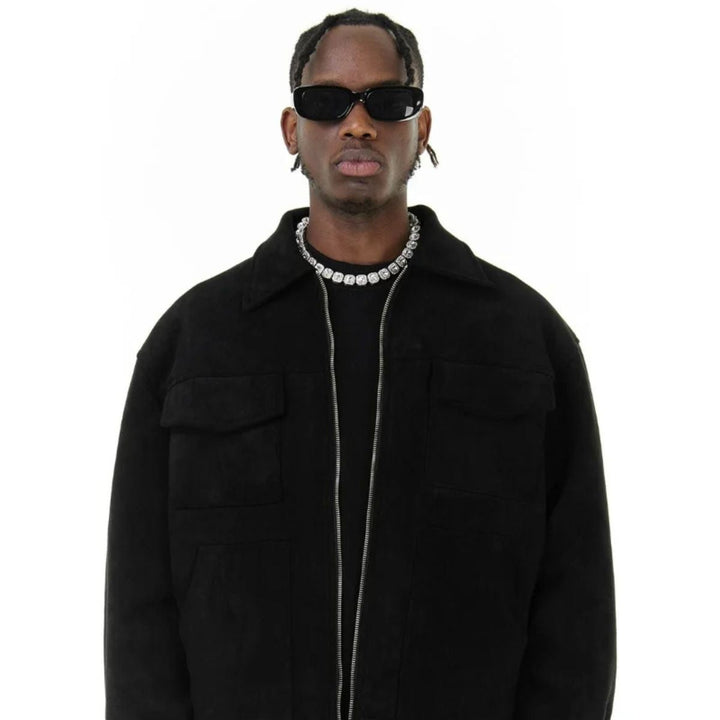 Rosario | Faux Suede Flap Pocket Jacket
