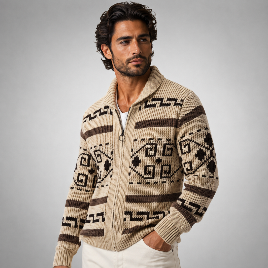 Olivier | Jacquard Knit Shawl Cardigan