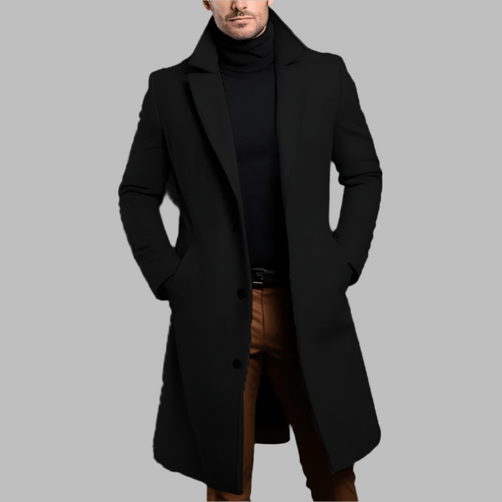 Urbain | Longline Wool Button Overcoat