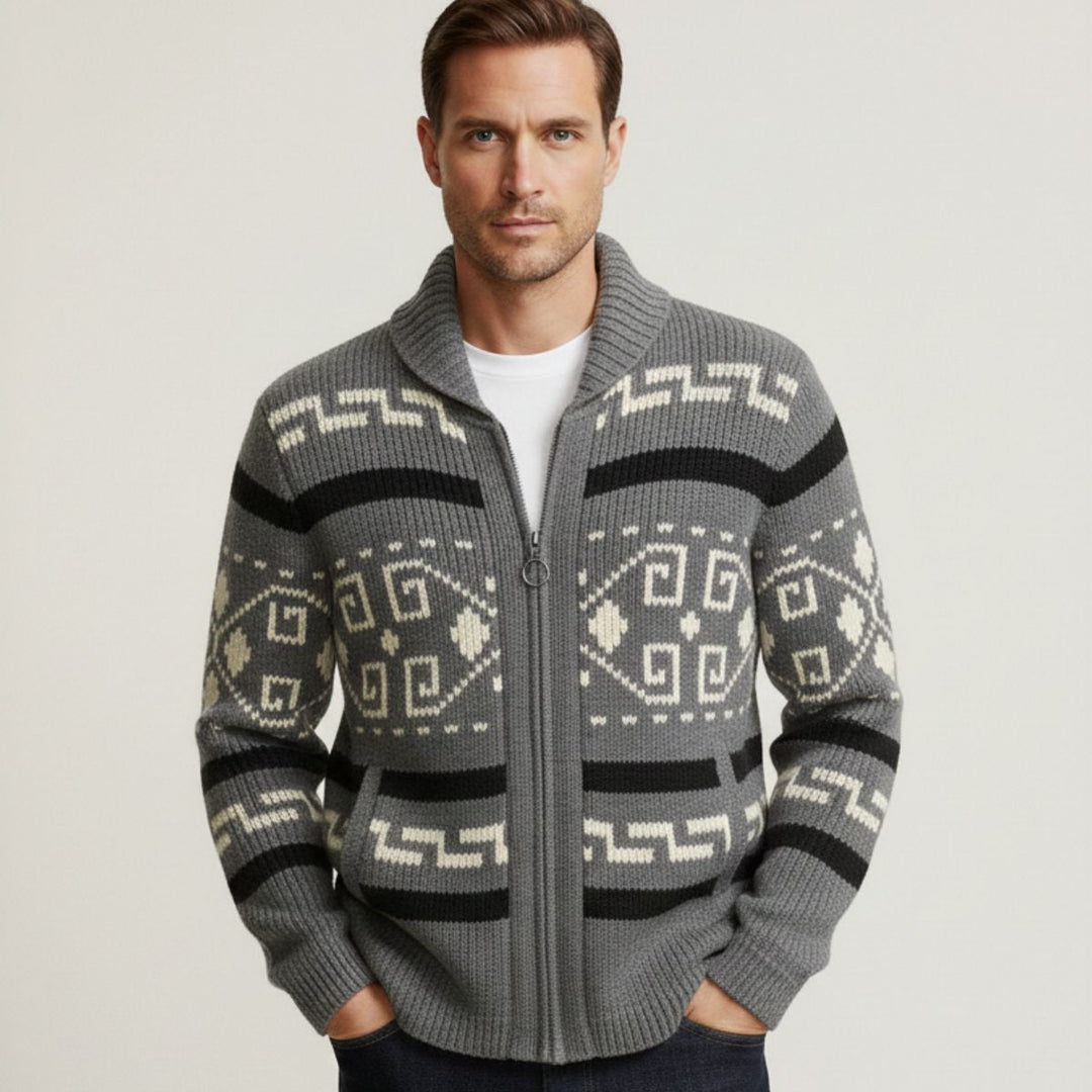 Mederic | Zip Shawl Collar Cardigan