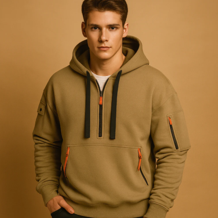 Firmin | Cotton Blend Half Zip Hoodie