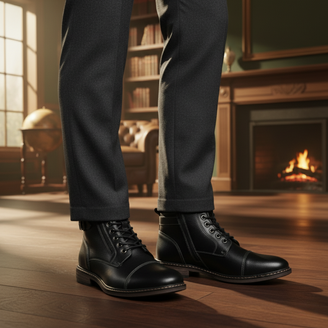 Achille | Cap Toe Leather Ankle Boot