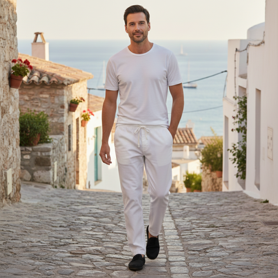 Germain | Cotton Linen Drawstring Trousers