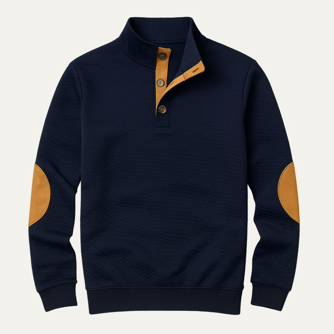 Landry | Leather Elbow Merino Zip Knit