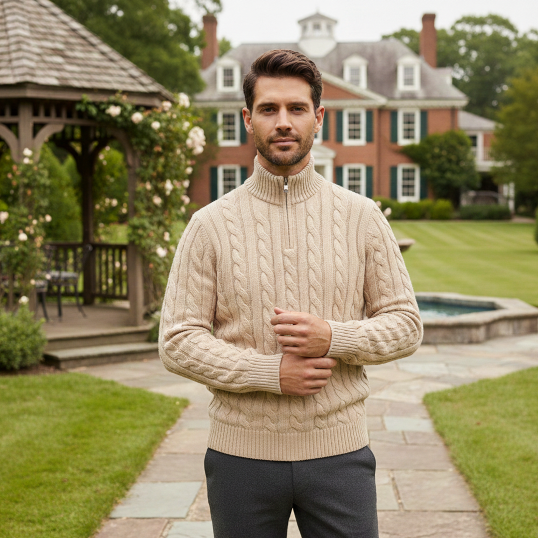 Laurier | Merino Cable Front Half Zip