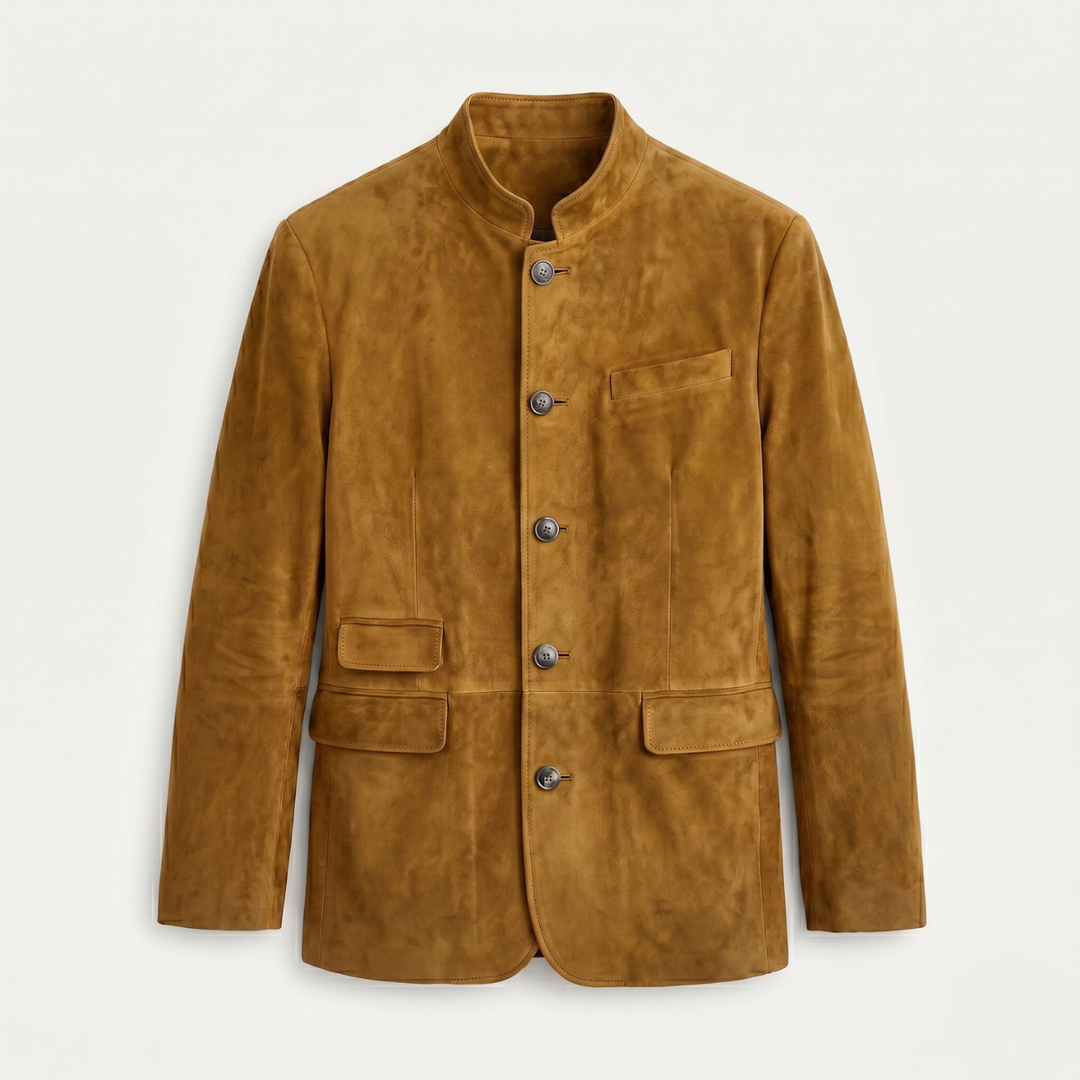 Rene | Suede Stand Collar Blazer