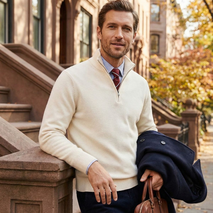 Corentin | Fine Cotton Quarter Zip Knit