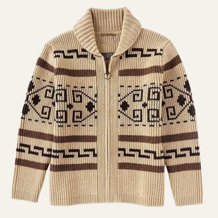 Olivier | Jacquard Knit Shawl Cardigan