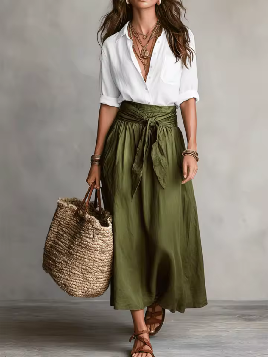 Isabeau | Satin Blouse and Skirt Set