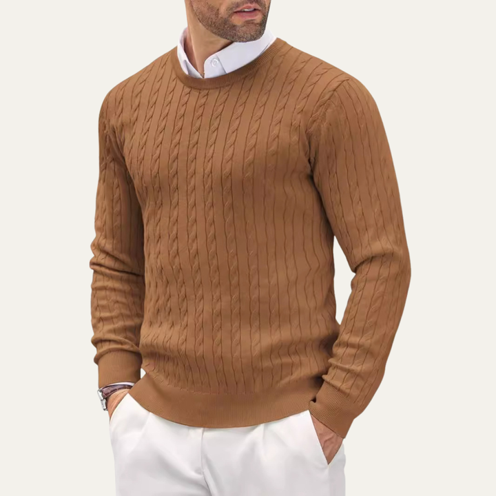 Mathias | Cable Knit Crew Neck Sweater