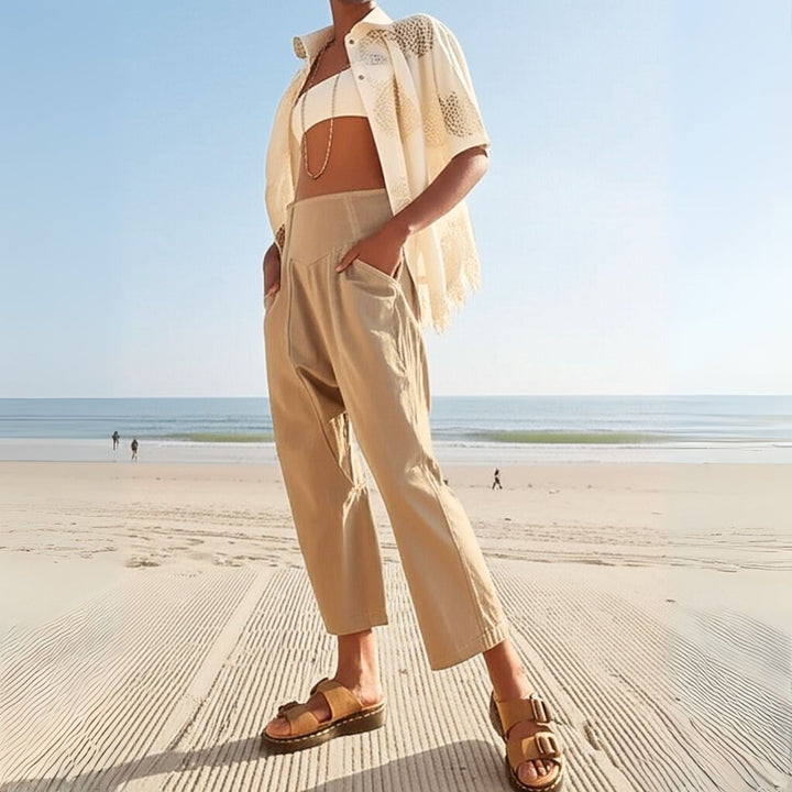 Palmyre | Curved Seam Cotton Linen Pants