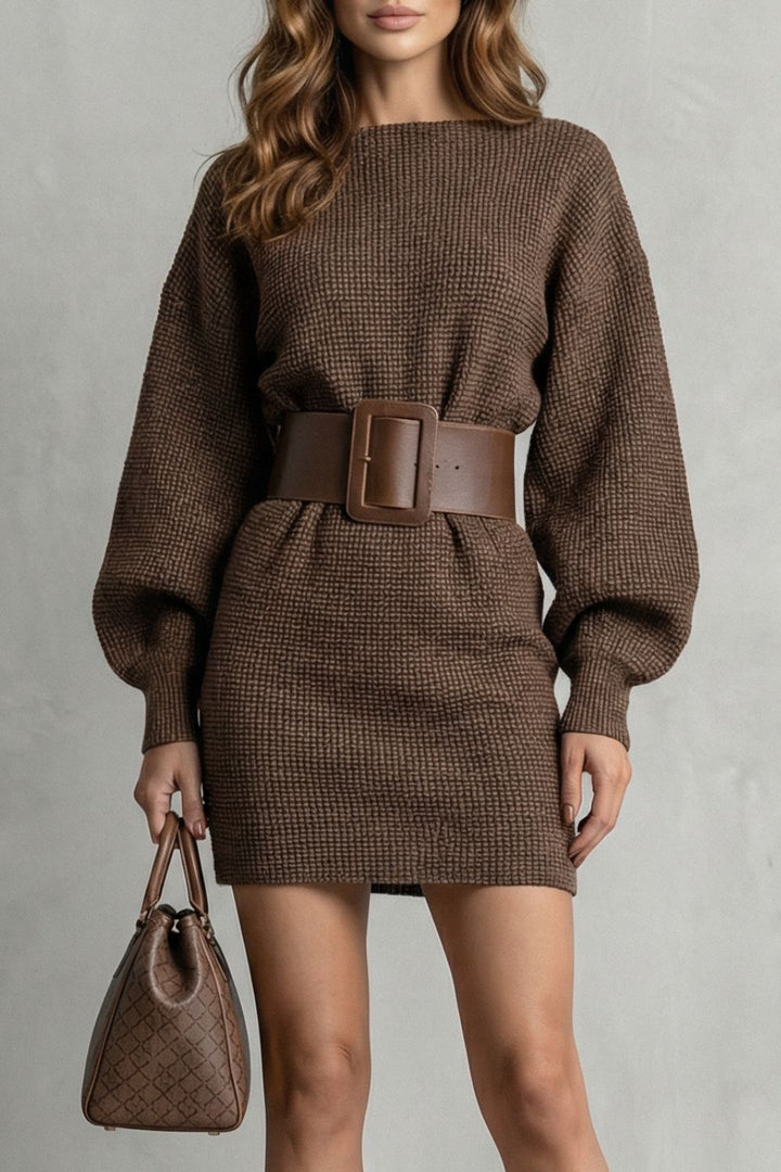 Anna | Belted Knit Dress, Above the Knee