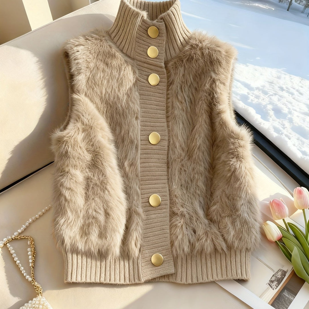 Ermeline | Faux Fur Stand Collar Vest