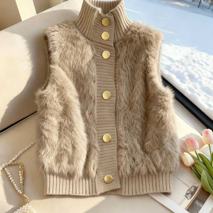 Ermeline | Faux Fur Stand Collar Vest
