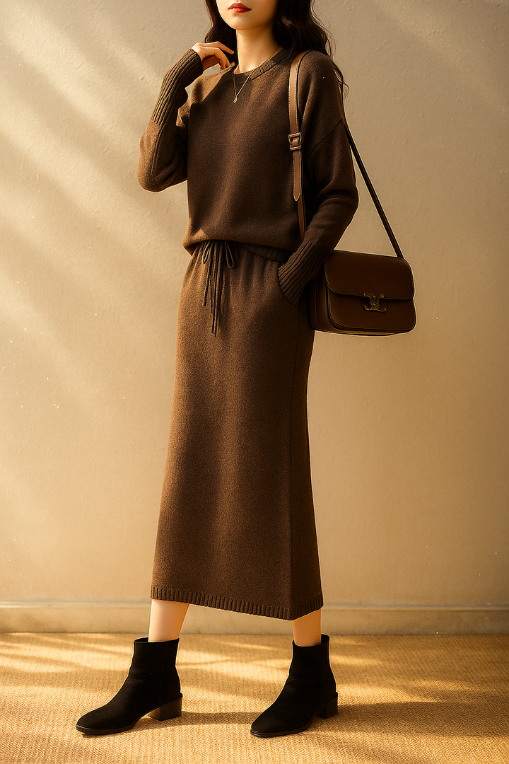Rosette | Cotton Knit Sweater and Skirt