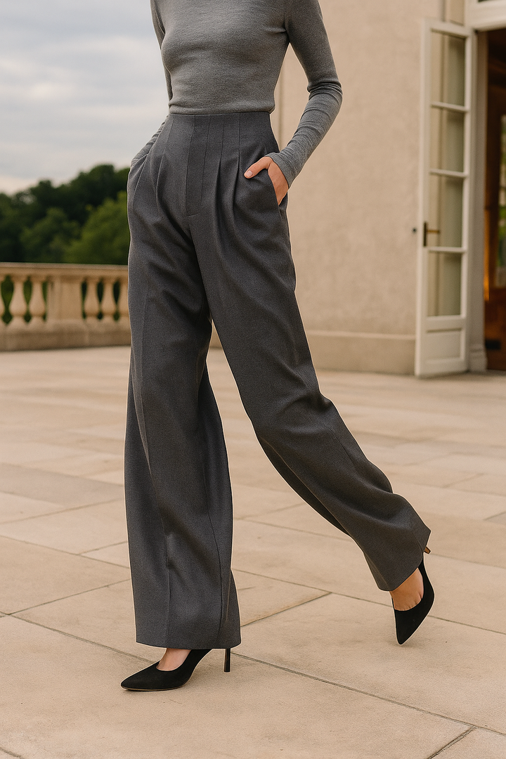 Octavie | Draped Cotton Wide Leg Trousers