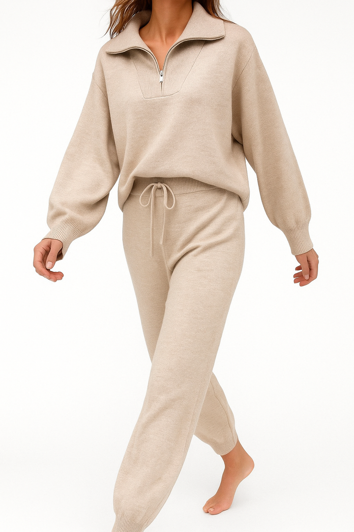 Thomasine | Half Zip Knit Two Piece Set