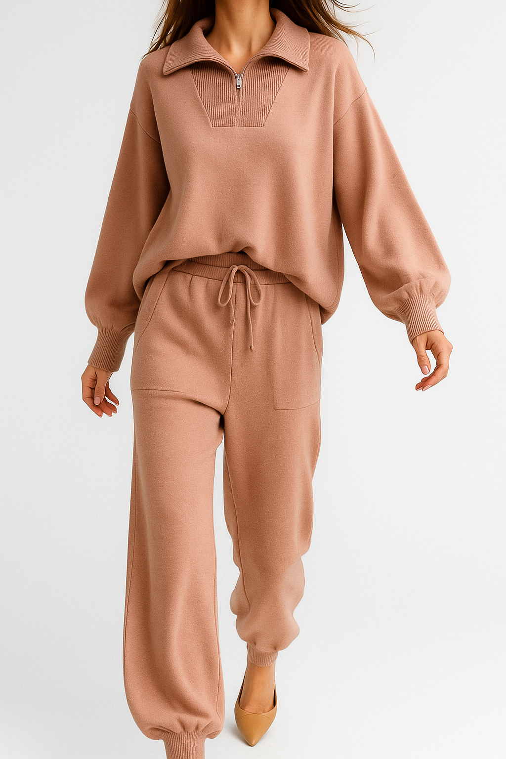 Thomasine | Half Zip Knit Two Piece Set