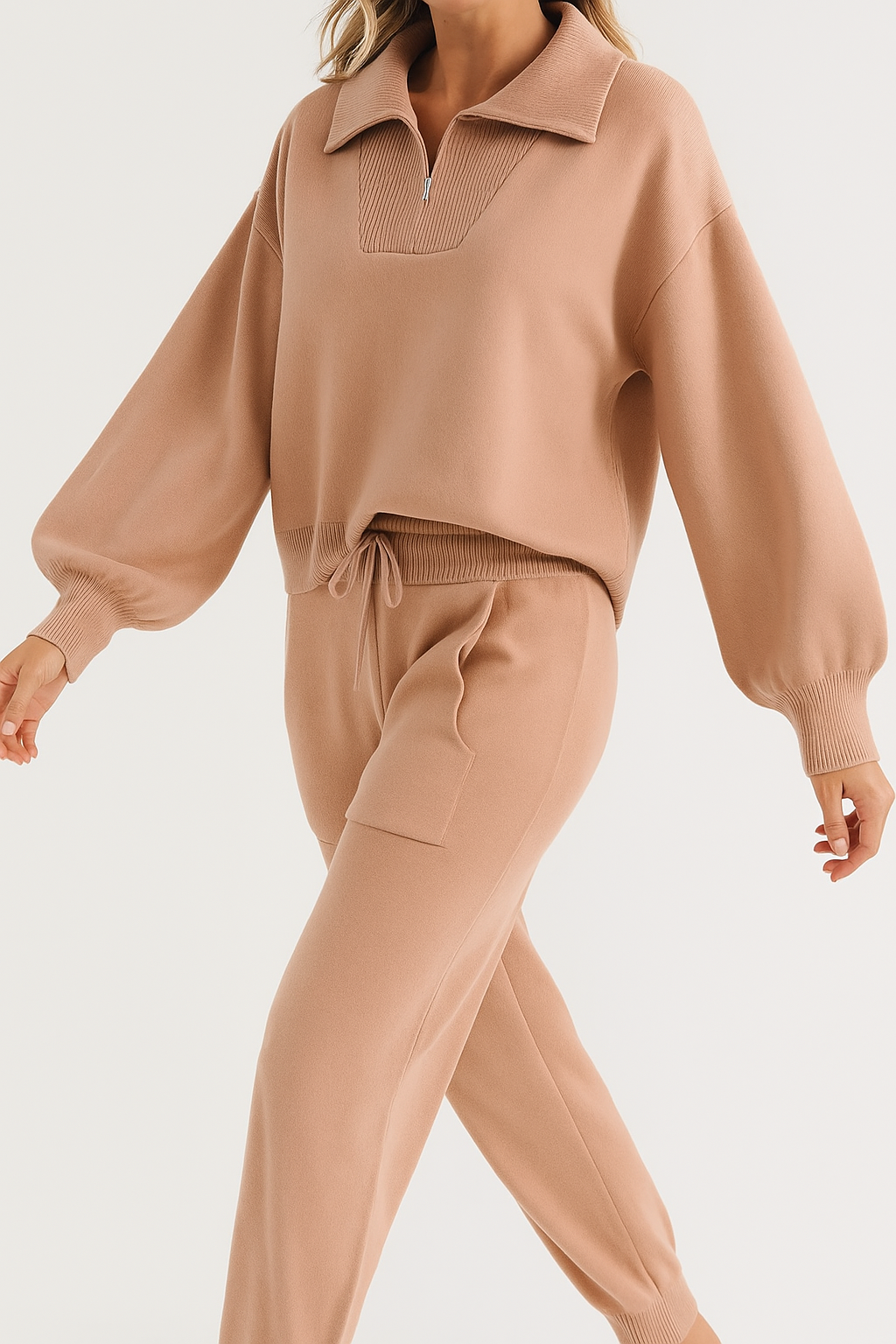 Thomasine | Half Zip Knit Two Piece Set