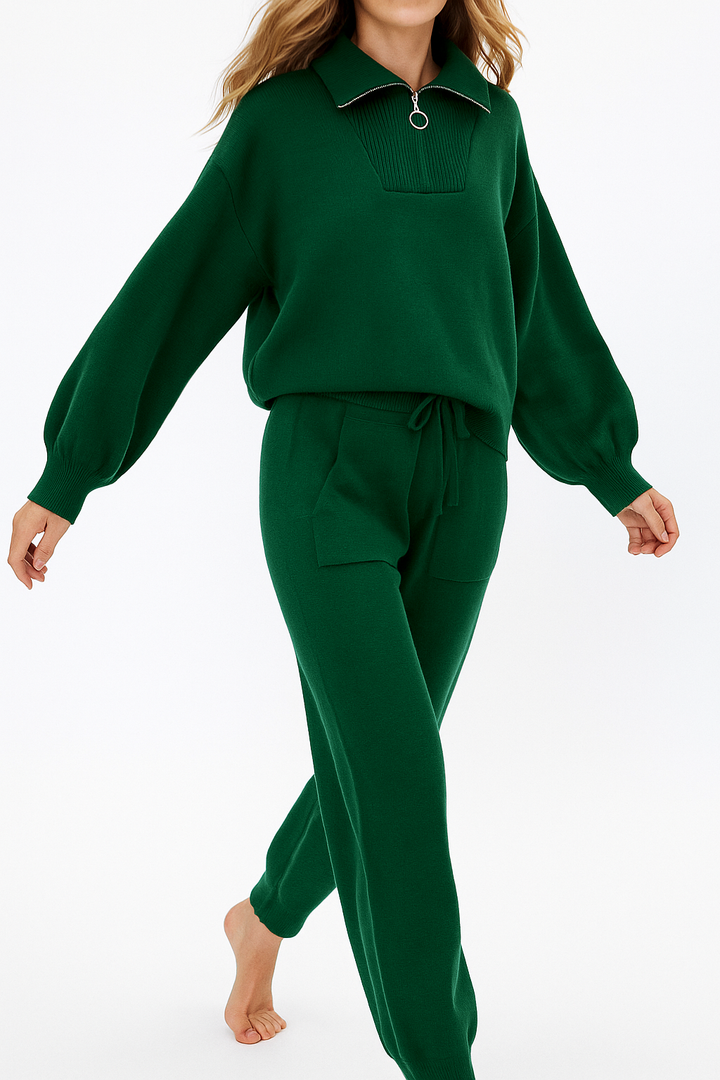 Thomasine | Half Zip Knit Two Piece Set
