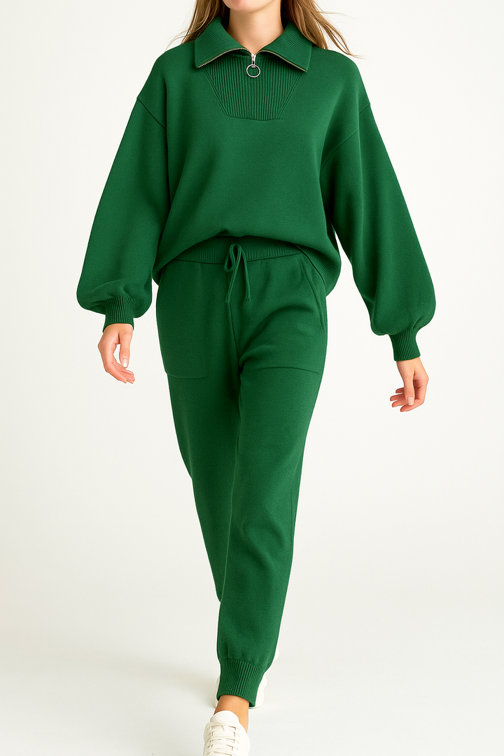 Thomasine | Half Zip Knit Two Piece Set