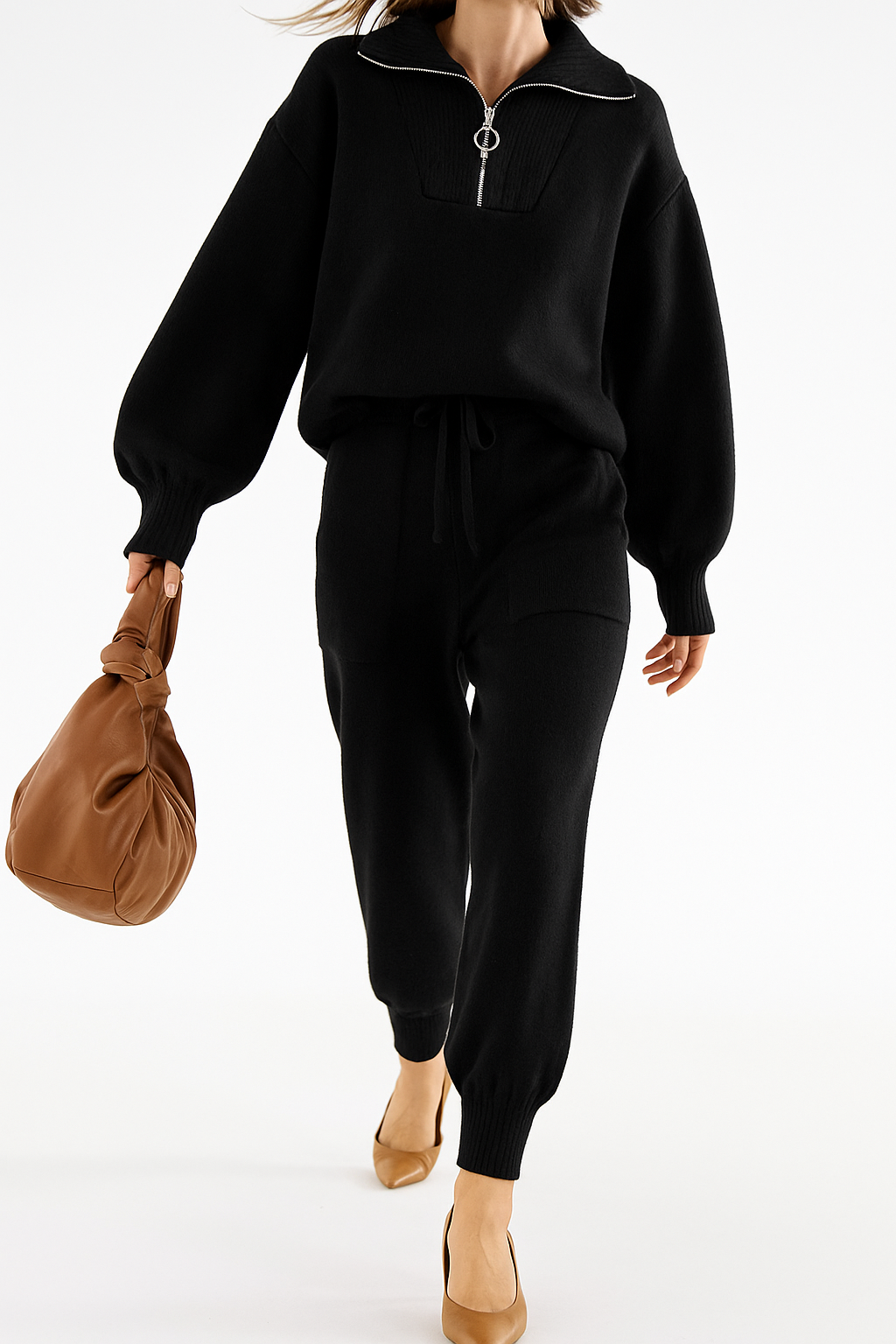 Thomasine | Half Zip Knit Two Piece Set